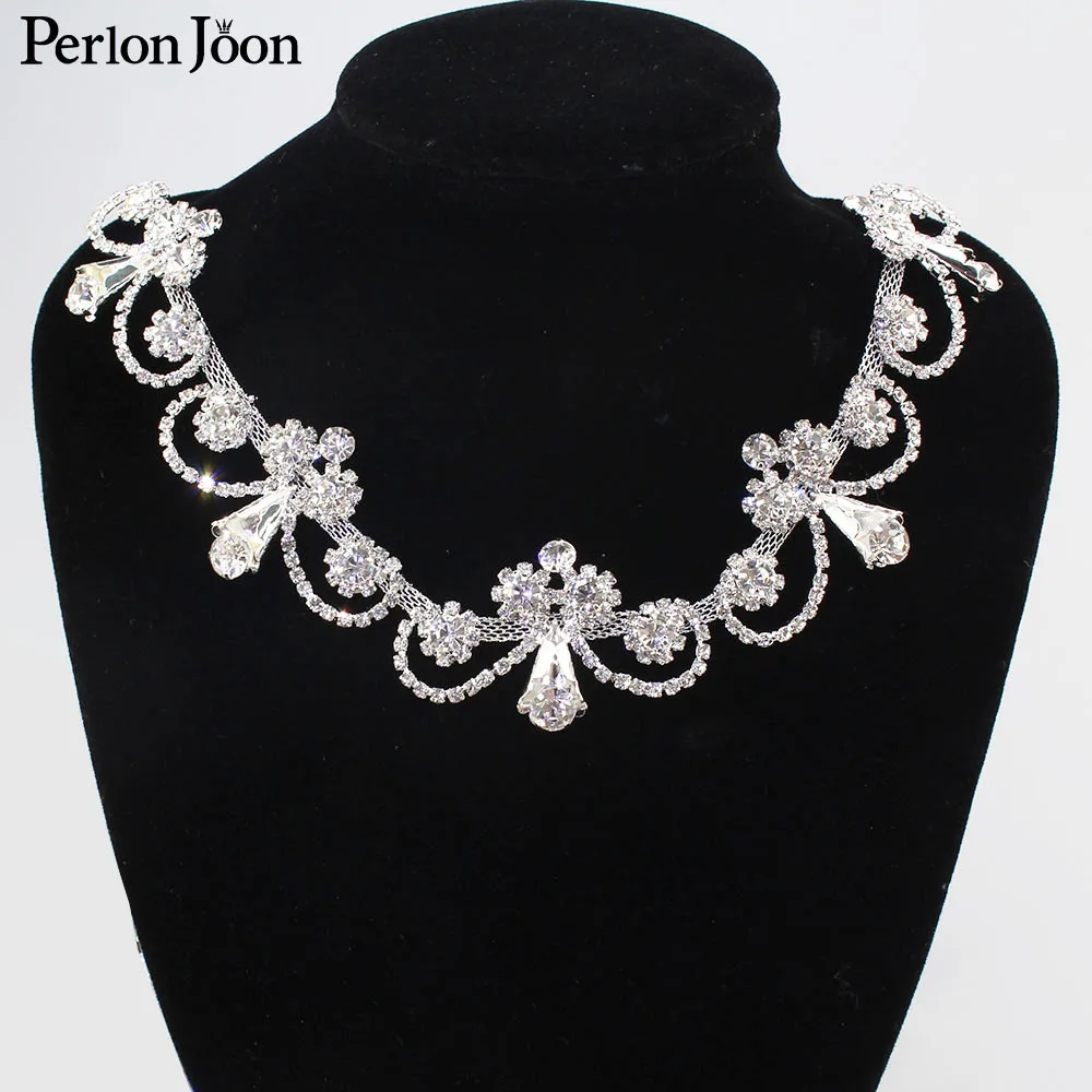 silver array flower crown crystal rhinestone trim crystal decorative metal chain clothing accessories ML088