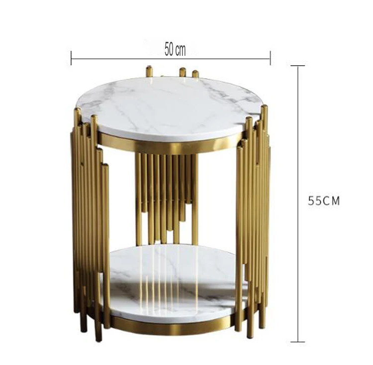TieHo Stainless Steel Gold Plated Modern Living Room Small Coffee Table Luxury Sofa Side Table Nordic Creative Round End Table