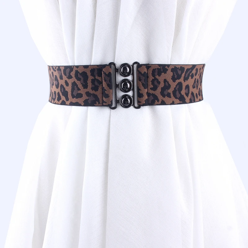 

2022 New Canvas Elastic Leopard Print Wide Waist Belts For Women Girdle Dress Cummerbund Strap Ladies Female Accessories