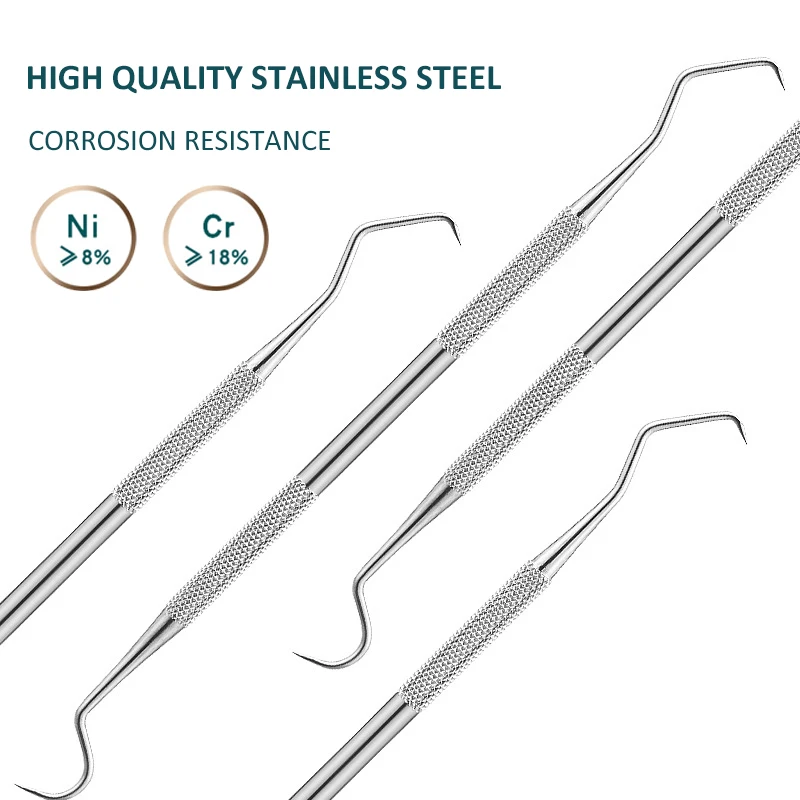 Détartreur de sonde dentaire à double extrémité en acier inoxydable, outil de grattoir de sélection dentaire, dissolvant de SAF de dents, dentiste, périodmédailles, 1, 5 pièces