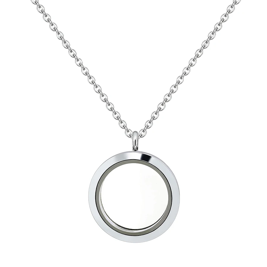 1pcs 30mm Chains Necklace Pendant Charms Stainless Steel Diy Jewelry Necklace For Women Gift Glass Floating Locket
