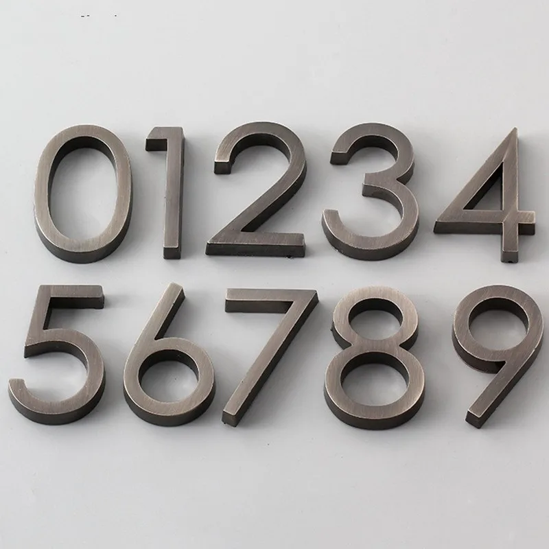 0123456789 Modern Grey Plaque Number House Hotel Office Door Address Digits Sticker Plate Sign ABS plastic