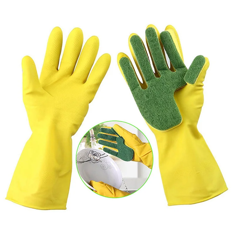 1 Pair Creative Home Washing Cleaning Gloves Garden Kitchen Dish Sponge Fingers Rubber Household Cleaning Gloves for Dishwashing