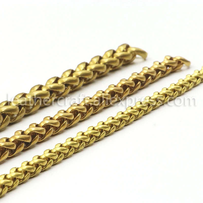 1 Meter Solid Brass Open Curb Link Chain Necklace Wheat Chain 6/8/10mm None-polished Bags Straps Parts DIY Accessories DM194