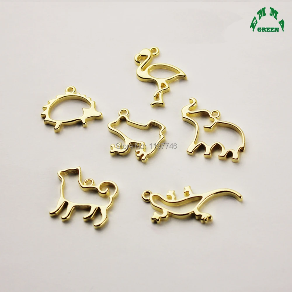 Gold Hollow Charms Cute Animal Hedgehog Frog Zinc Alloy Pendants Accessories for Jewelry Making Earrings Finding  20pcs 20mm