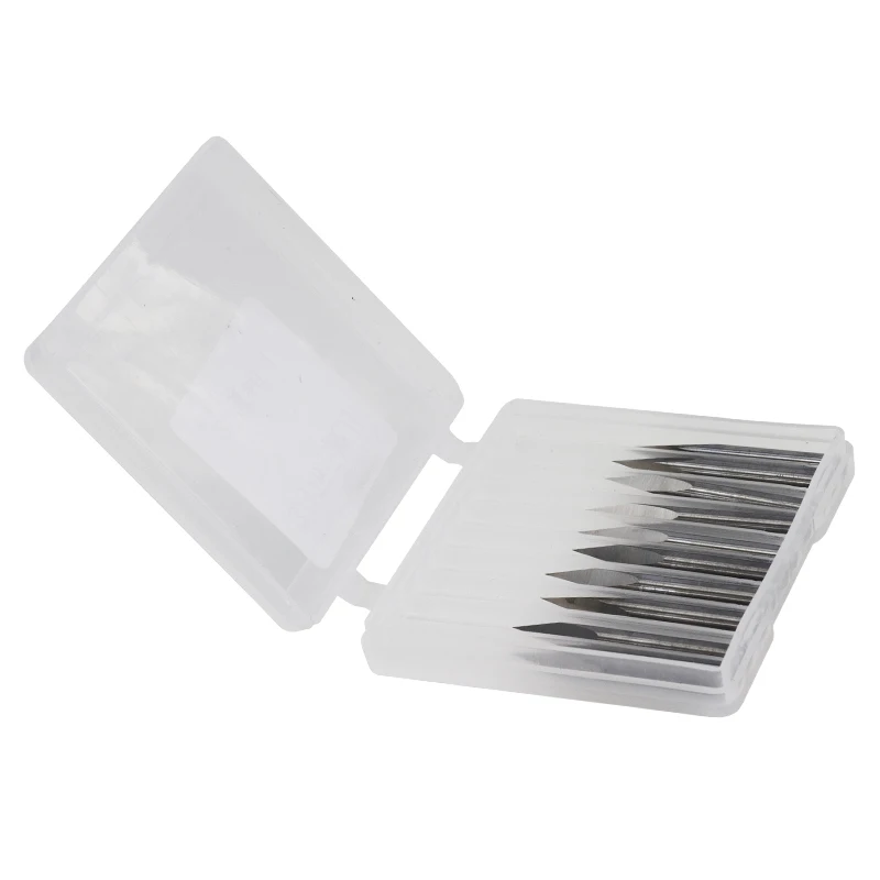 10pcs 3.175mm Shank 3 Edge PCB Engraving Bit Set 20/30/40/45/60/90 Degrees Tip 0.1 0.2 0.3mm Pyramid CNC Router Bit 3D Milling