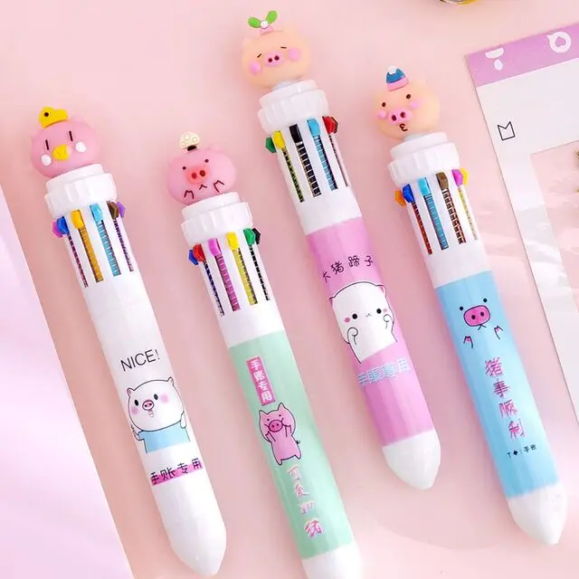 10 Colors Ballpoint Pen Kawaii Stationery Cute Pens Novelty Cute Kawaii Pen Student Writing Gel Pens Learning Office Supplies