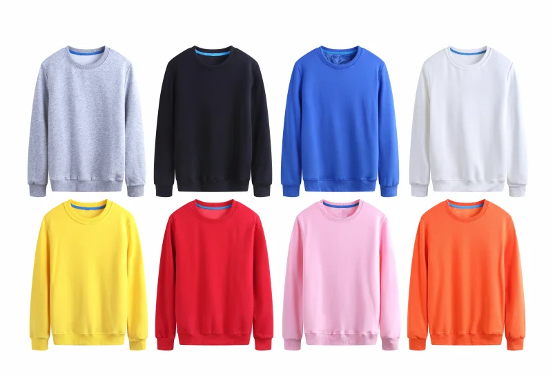 Men's Round Neck 100% Cotton Plus Velvet Long-Sleeved Sweater Custom Printed Embroidery Logo Casual Solid Color Warm Sweater 3xl