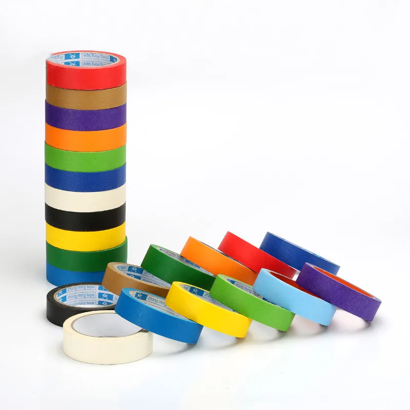 Masking Tape Decorative Adhesive Traceless Tape 3/5/8/10/12/15/20/50mm x 20m/Roll Violet Green Blue Red Yellow Black Pink Orange