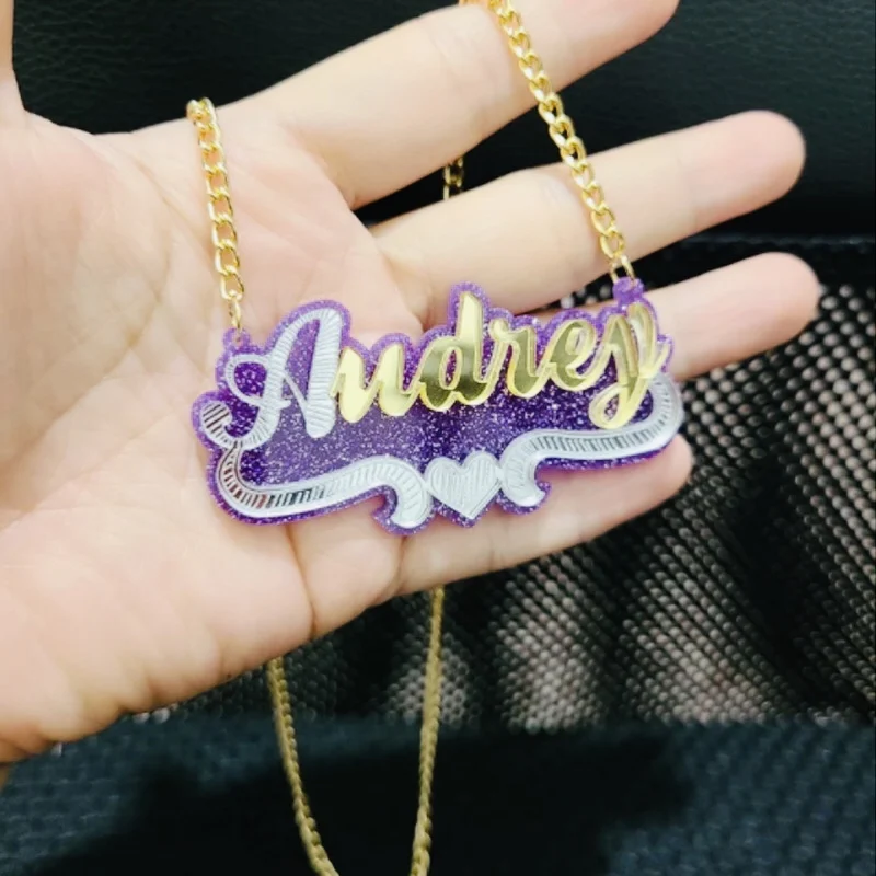 Personality Custom Name Acrylic Bamboo Earrings Name Necklace Cartoon Rainbow Name Women Jewelry Baby Gifts Set Custom Earrings