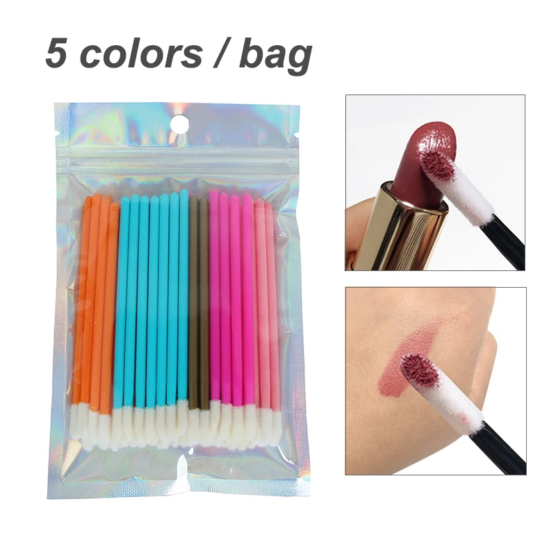 

50 Disposable Colorful Micro Mascara Wand Spoolie Eyelash Extension Cleanig Brush Cosmetic Eyebrow/Lip Brush Glitter Makeup Tool