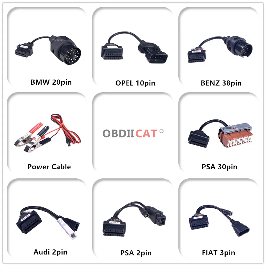 Full Set 8pcs Car Cables OBD Diagnostic Tool OBD2 OBDII OBD 2 Connect Cable For TCS Pro Plus interface Scanner mvd