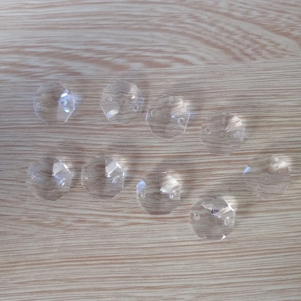 Camal – perles octogonales en cristal transparentes de 14mm, 20 pièces, en vrac, deux trous, prismes, pièces de lustre, accessoires de bricolage,