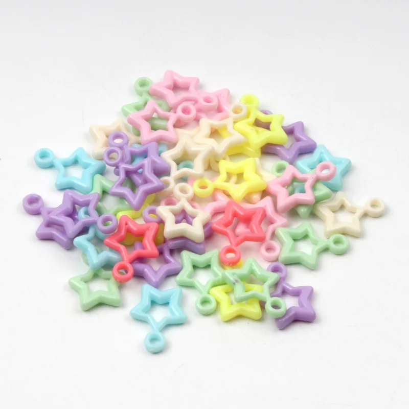 50Pcs/lot Candy Color Plastic Star Shape Charms for Jewelry Making Charms DIY Bracelet Earrings Pendant Handmade Accessories