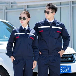 Plus Size men women Spring autumn coveralls Gas station auto repair electrician Anti-static work clothes set Reflective strip