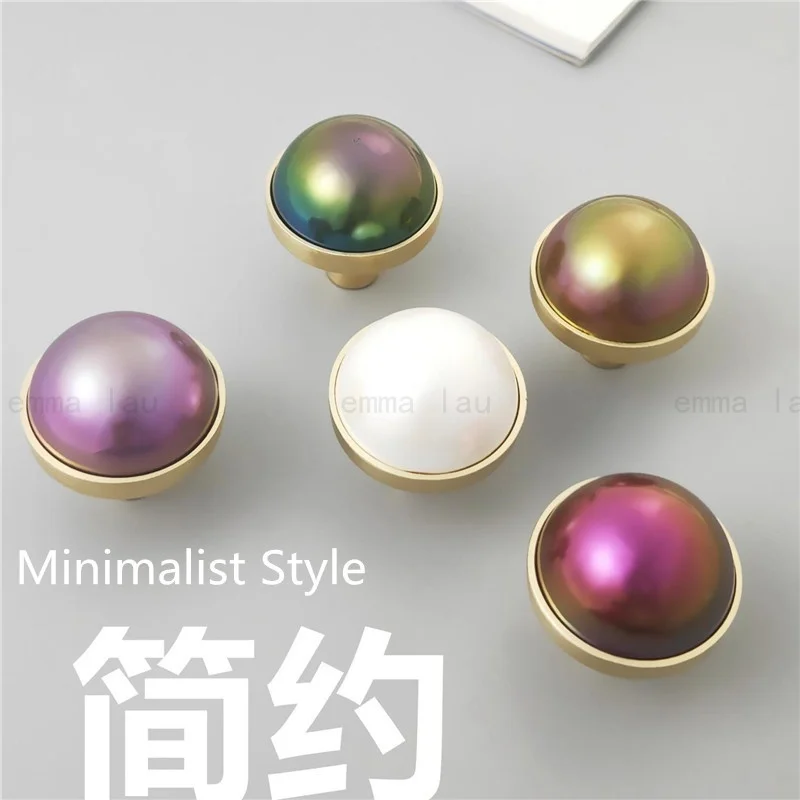 1Pcs Fashion Drawer Knob and Handle Roun Pearl Design Cabinet Handle Solid Zinc Alloy Wardrobe Cabinet Door Handles