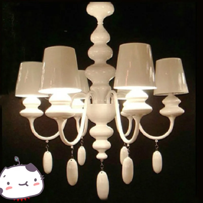 Creative personality pastoral style iron Chandelier living room bedroom restaurant warm children's room white Chandelier