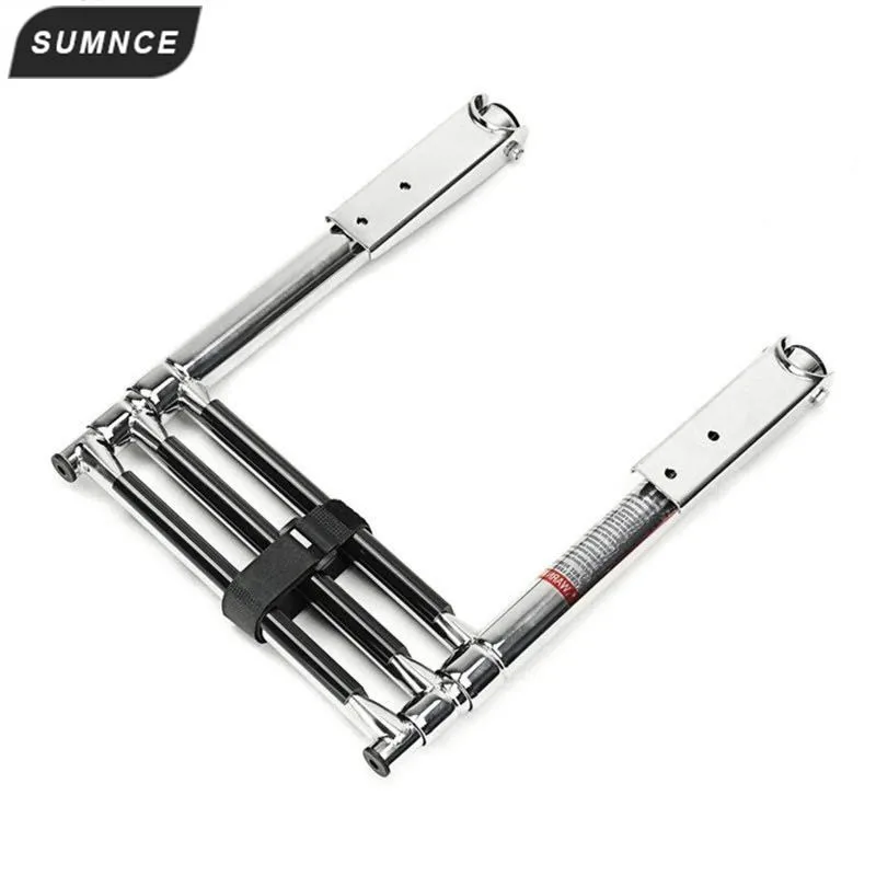 

3 Steps Boat Stainless Steel 304 Telescoping Folding Ladder Deck Outboard Swim Platform Boat Marine Yacht Accessories