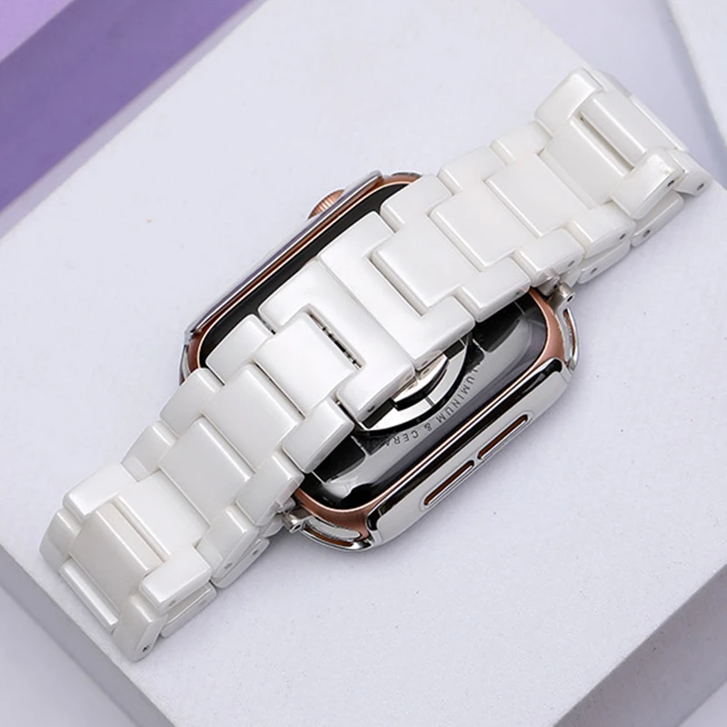 Case+Ceramics Strap For Apple Watch Ultra 9 8 7 Band 6 SE 49mm 45mm 41mm 44mm 40mm iWatch 5 4 Bracelet Applewatch 3 42mm 38mm