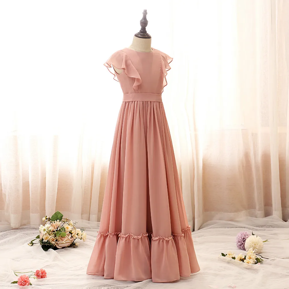 Bohemian Chiffon Junior Bridesmaid Dress For Children Wedding Birthday Party Quinceanera Ball Prom Festivity Celebration Event