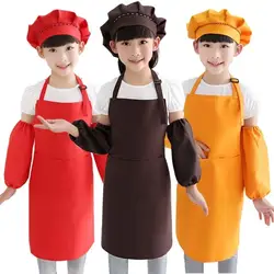 1set New Cute Kids Child Children Apron Cooking Baking Apron Pink Children's Aprons Child Painting Cooking Baby Pinafore