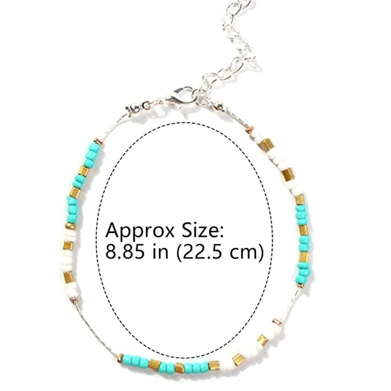 Bohemian Boho Turquoises Beads Stone Anklets For Women Vintage Handmade Color Beads Anklet Bracelet On Leg Beach Ocean Jewelry