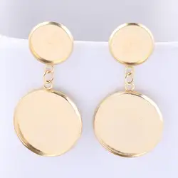 10pcs 12mm 20mm Cabochon Earring Base Setting Blanks Stainless Steel Gold Plated Earrings Studs Findings For Jewelry Making