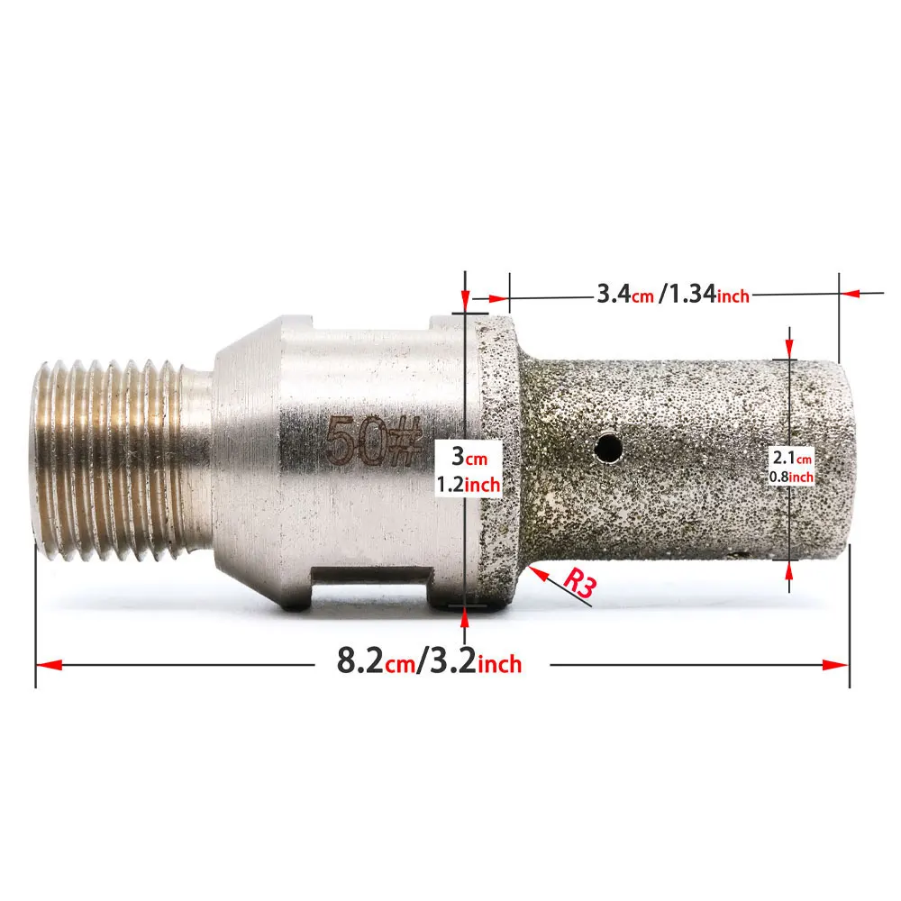 Electroplated Diamond Finger Router Bit Cnc Milling Cutter For Stone Glass Hole Drilling Edge Grinding 1/2 Gas Thread #50-#400