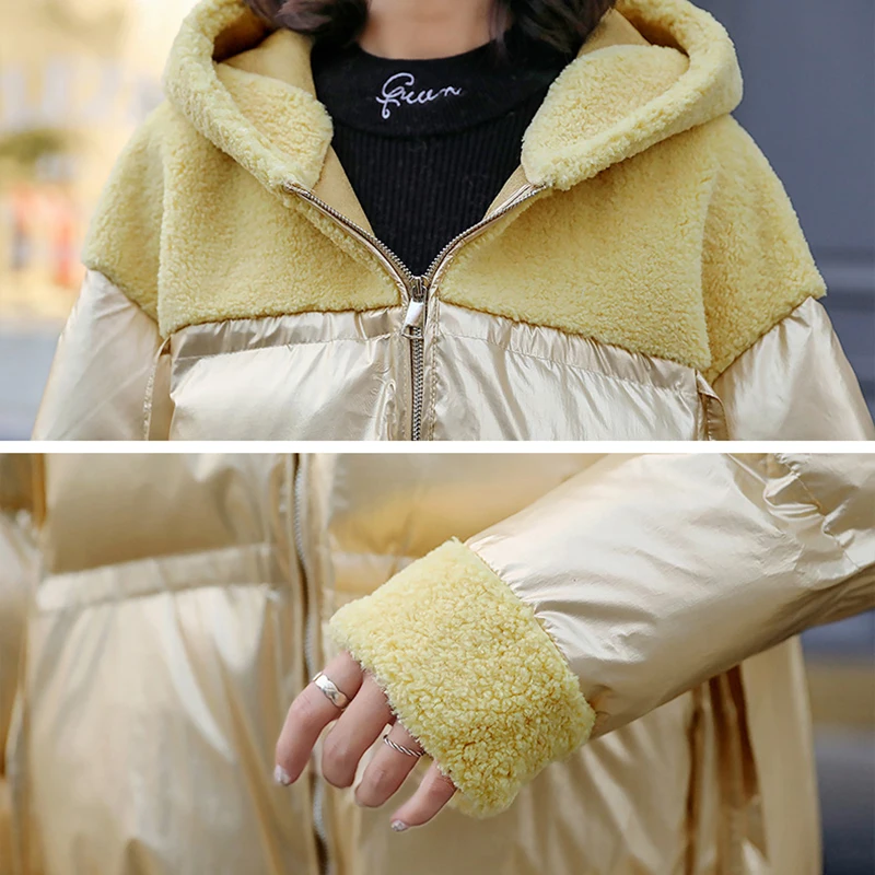 Moda mujer abrigo largo con capucha de lana cálida señoras piel a prueba de viento con capucha abrigos gruesos con bolsillos Parka chaquetas acolchadas invierno Mujer