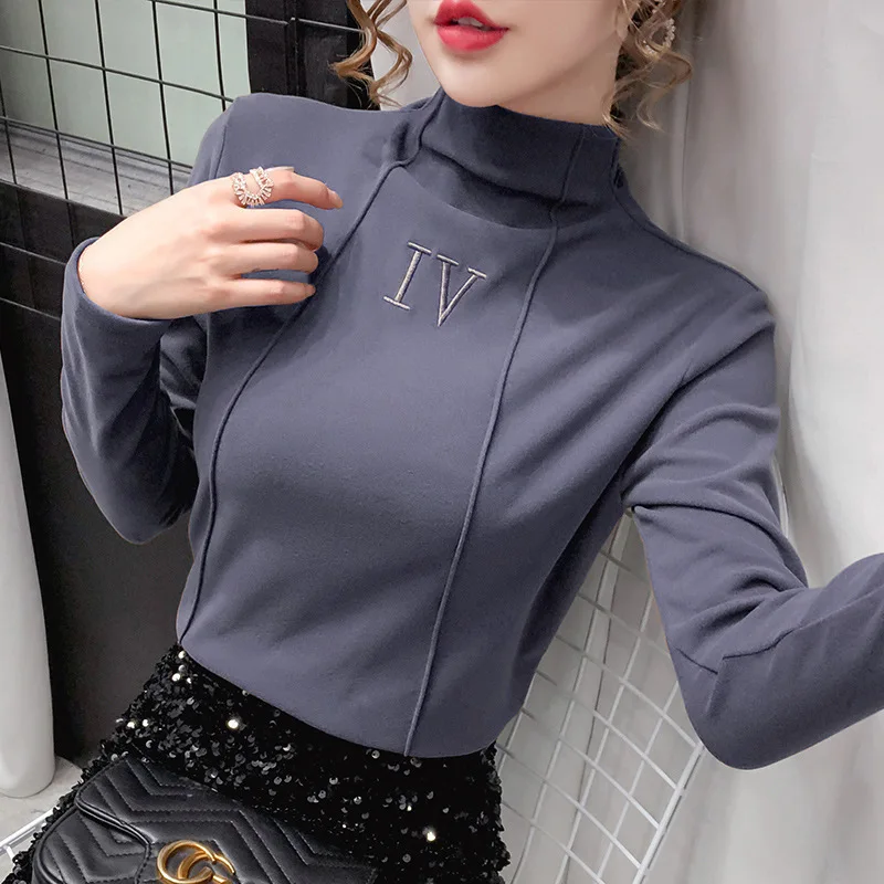 New fashion high-neck IV goddess bottoming shirt autumn and winter 2021 long-sleeved inner with a wild t-shirt slim top