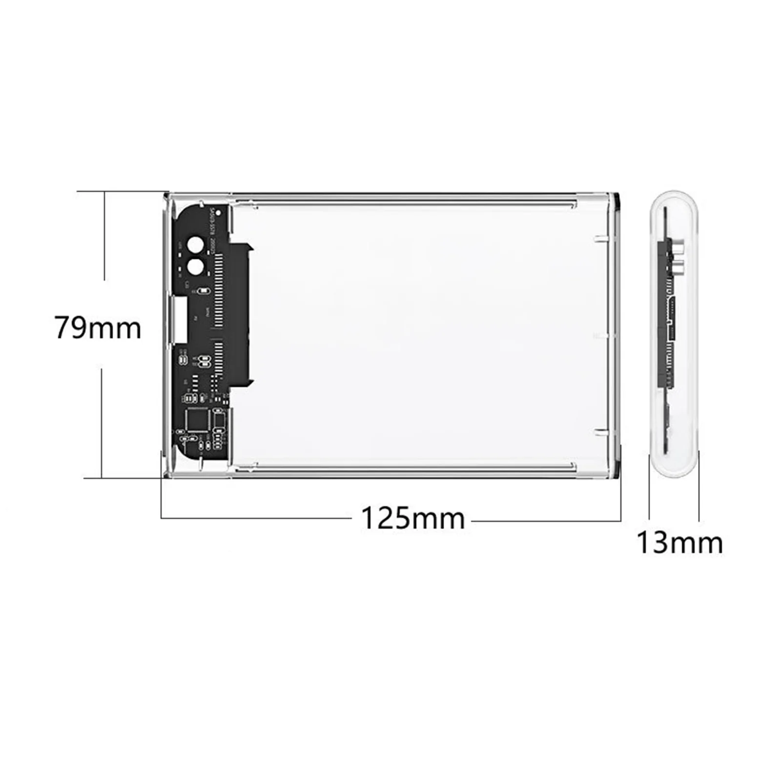 Carcasa de disco duro SATA a USB 3,0, puerto Serial de 2,5 pulgadas, carcasa transparente de 2TB, HDD externo móvil