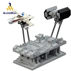 Star Movie MOC Hand-cranking Spaceship X-Wing Fighter TIE Bomber Trenches Run Pursuit DIY Building Blocks Toys For Children Gift