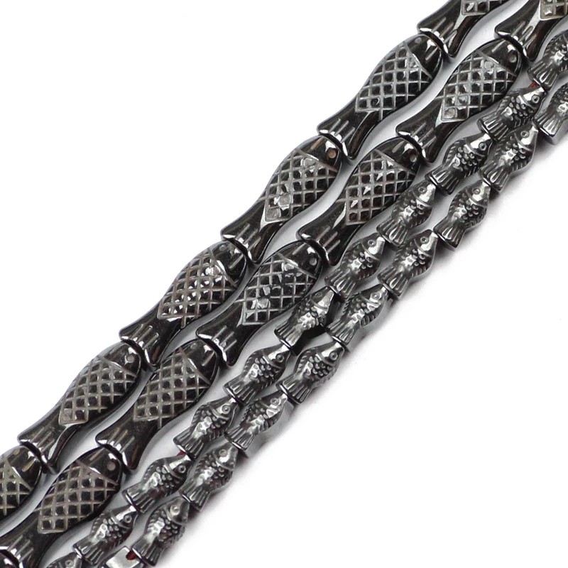 Fish Shape Black Hematite Natural Stone Spacers Charms Loose