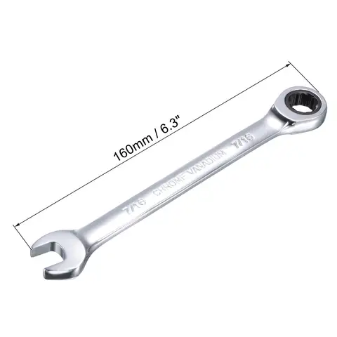 Uxcell 래칫 콤비네이션 렌치, SAE 72 톱니, 12 포인트 래칫 박스, 엔드 스패너 도구, Cr-V, 7/16 인치