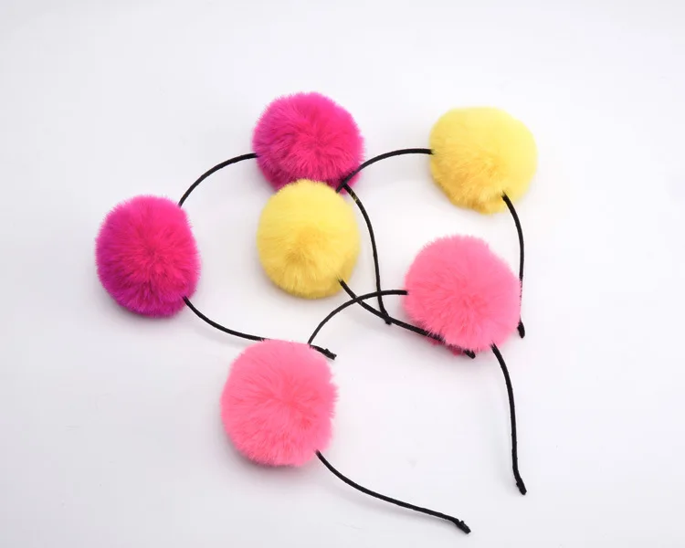 Candy Color Ball Girls Headband Pompon Hairband  Wedding Headwear Sweet Women Hair Accessories  Birthday Cosplay Christmas