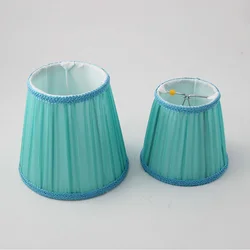 2PCS Light Blue Pleated Lace Lampshade,Small Fabric Ceiling Chandelier Light Covers Table Lamp Cover, E14 / Clip on