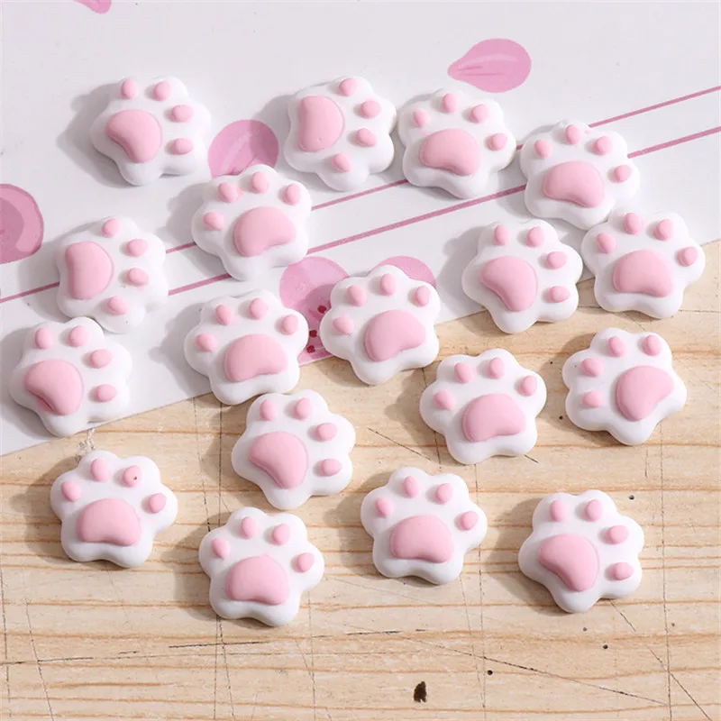 10pcs/lot Cartoon Cat Animal Claw Footprint Resin Pendant For Jewelry Making DIY Crafts Patch Arts Accessories Materials