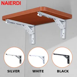 NAIERDI-soporte plegable de acero inoxidable, accesorio de pared ajustable, de 8 a 14 pulgadas, 2 piezas, en color blanco y negro