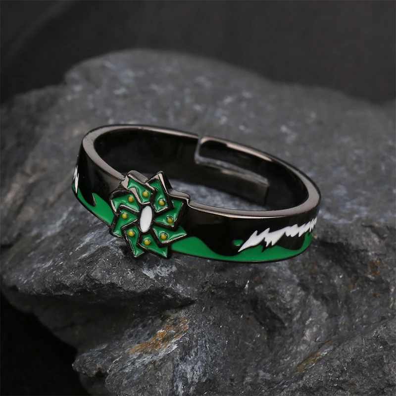 TWINKANIME S925 Sterling Silver Demon Anime Slayer Ring Adjustable About 7-9# For Men Women Holiday&Birthday Gifts