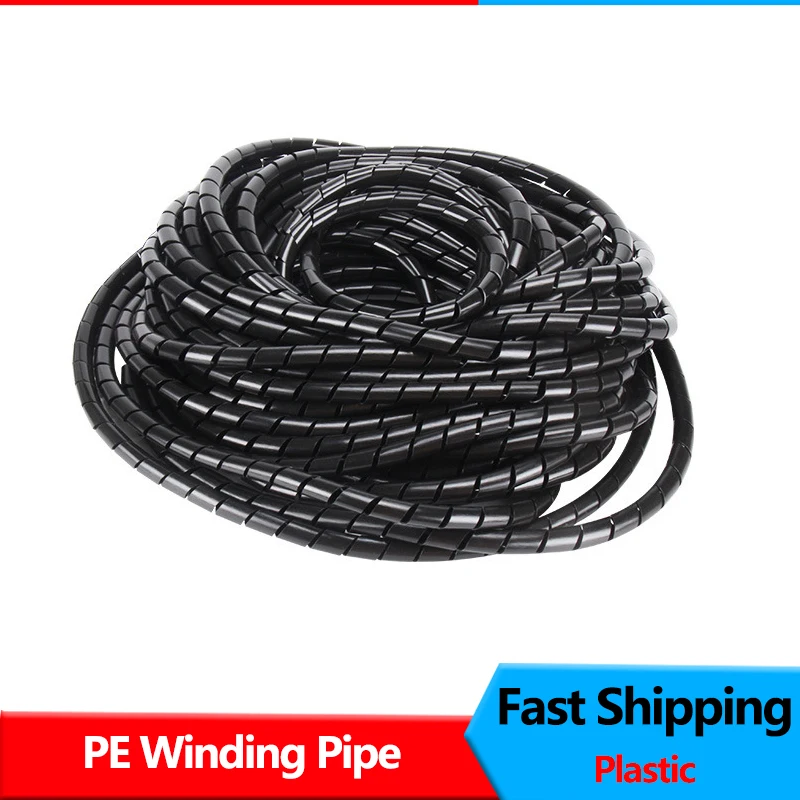 3D Printer Accessories PE Winding Tube Wrapped Wire Tube Wire Insulation Tube Diameter 8MM*12 Meters White/black