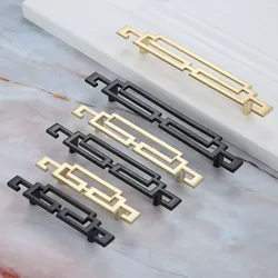 DRELD Gold/Black Dresser Pulls Drawer Furniture Handle Knob Kitchen Cabinet Pulls Door Handles Knobs Cupboard Handle 64/96/128MM