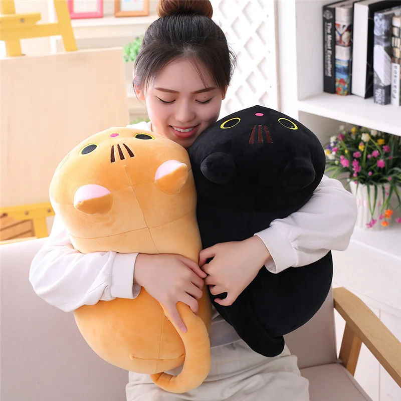 25cm 35cm 50cm Plush Cat Toy White Black Brown Stuffed Animal Cat Plush Throw Pillow Kids Toys Birthday Gift for Children