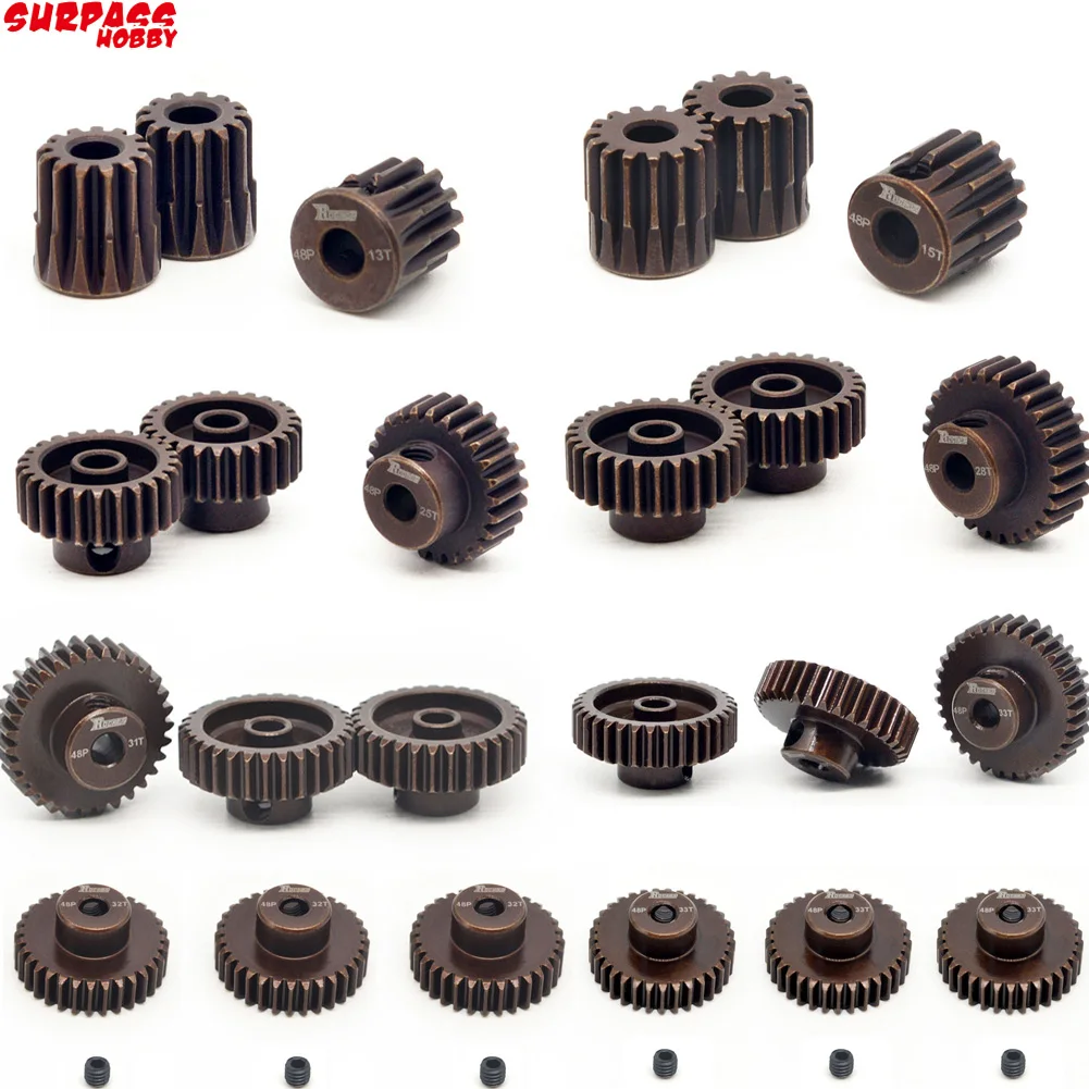 3Pcs 48DP 3.175mm 13T 14T 15T 16T 17T 18T 19T 20T 21T 22T 23T 24T 25T-35T Pinion Motor Gear  for 1/10 1/8 Rc Car Truck Drift