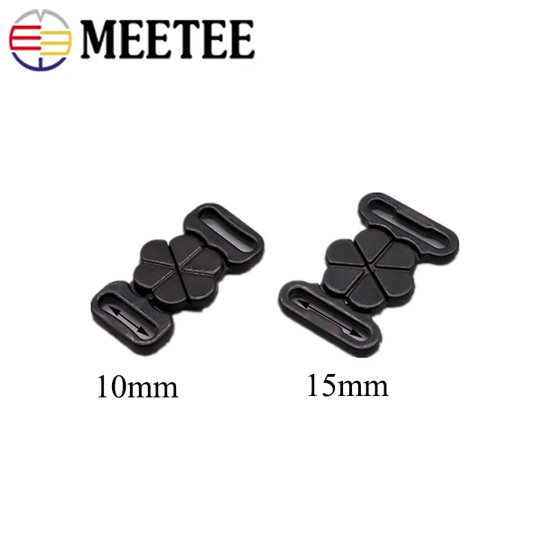 50/100sets Meetee 10/15mm Plastic Bra Buckle Resin Front Closure Swimwear Clip Bikini Clasp DIY Sewing Underwear Accessories