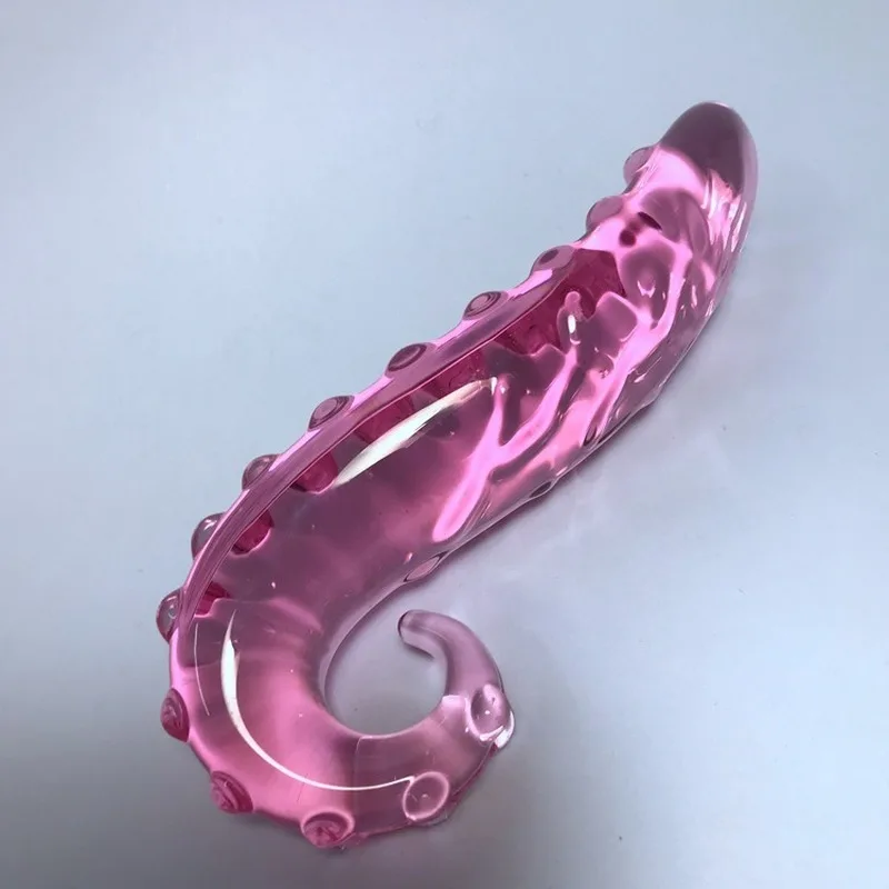 Hippocampus Shape G Shape Pyrex Glass Crystal Dildo with Spot Beads Fake Penis Anal Butt Plug Gay Masturbation Box Shipping