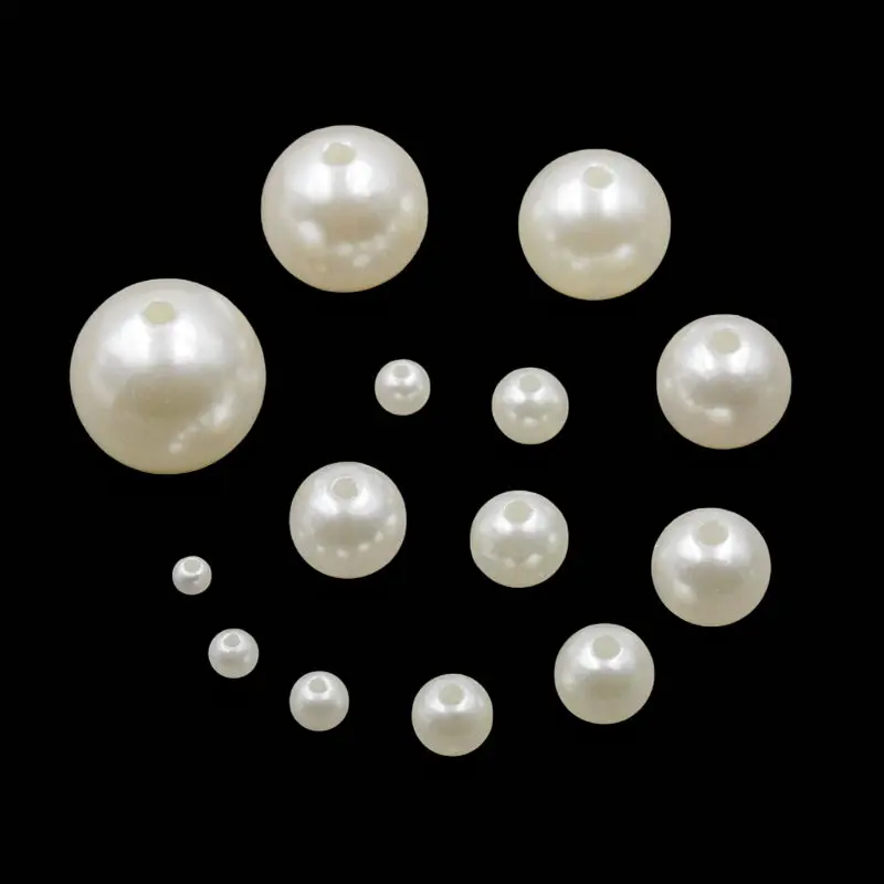 4-20mm ABS imitation pearl loose bead accessories decoration double hole round bead DIY hair accessories clothing accessories