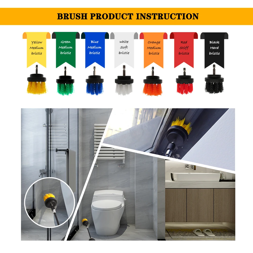 Drill Electric Brush Power Scrubber Brush Cleaning All Purpose for Bathroom Surfaces Grout Floor Tub Shower Tile Kitchen and Car