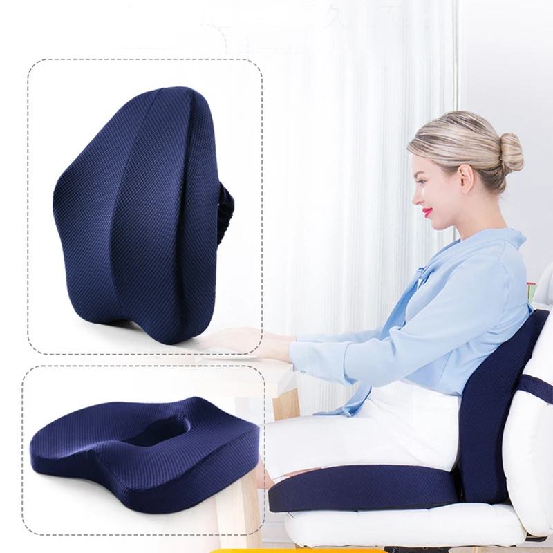 Orthopedic Memory Foam Seat Cushion Coccyx Office Chair Cushion High Support Waist Back Coussin For Car Seat Pain Relief