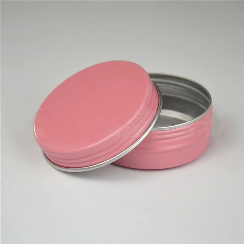 50/100pcs 60g Pink Aluminum Tins Cream Boxs Handmade Soap Pots Threaded Aluminum Box Makeup Tins Cosmetic Refillable Containers