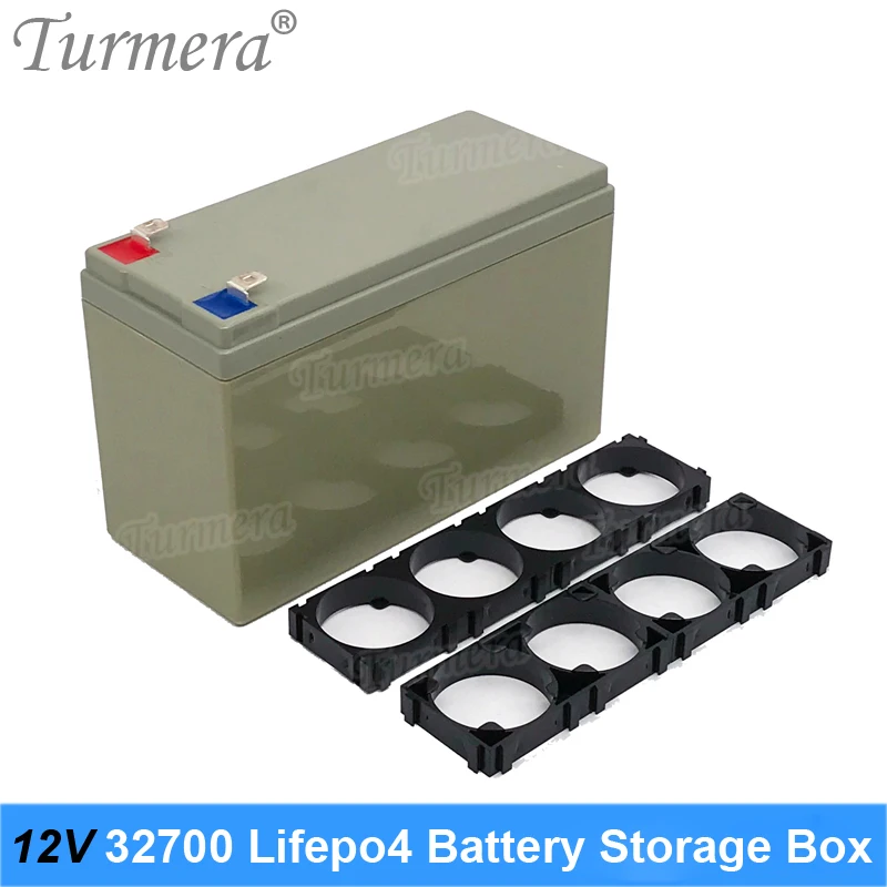 Turmera 12V 32700 Lifepo4 Battery Storage Box 4S 40A Balance BMS Nickel with Holder for Uninterrupted Power Supply and Motor Use